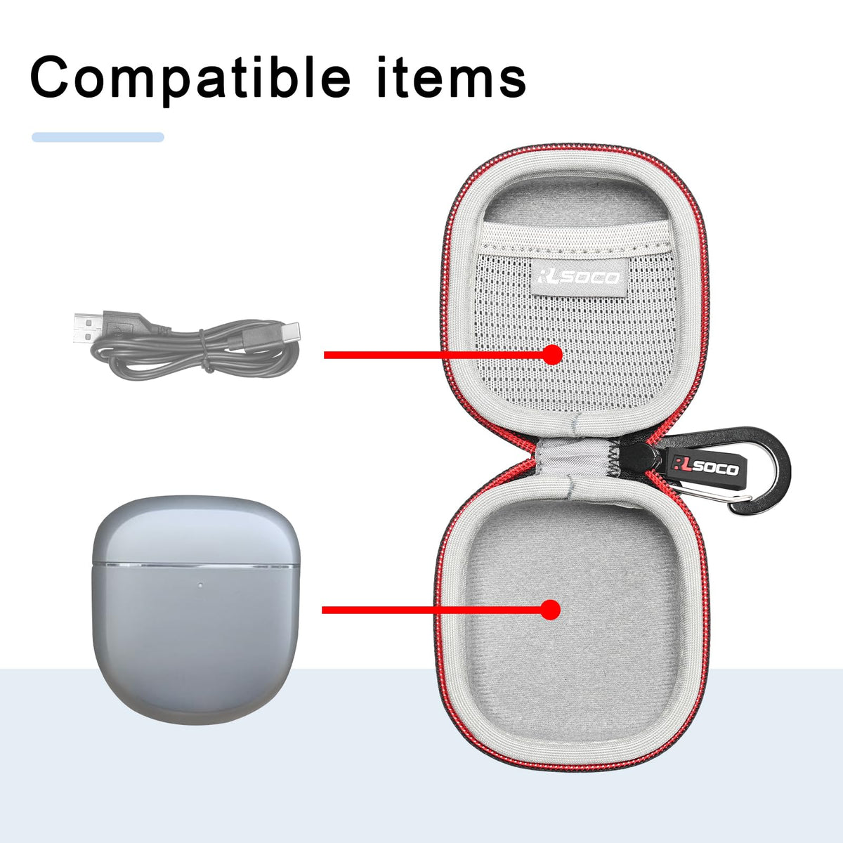 RLSOCO carrying case for Bose QuietComfort Ultra zipper close-up shows secure closure