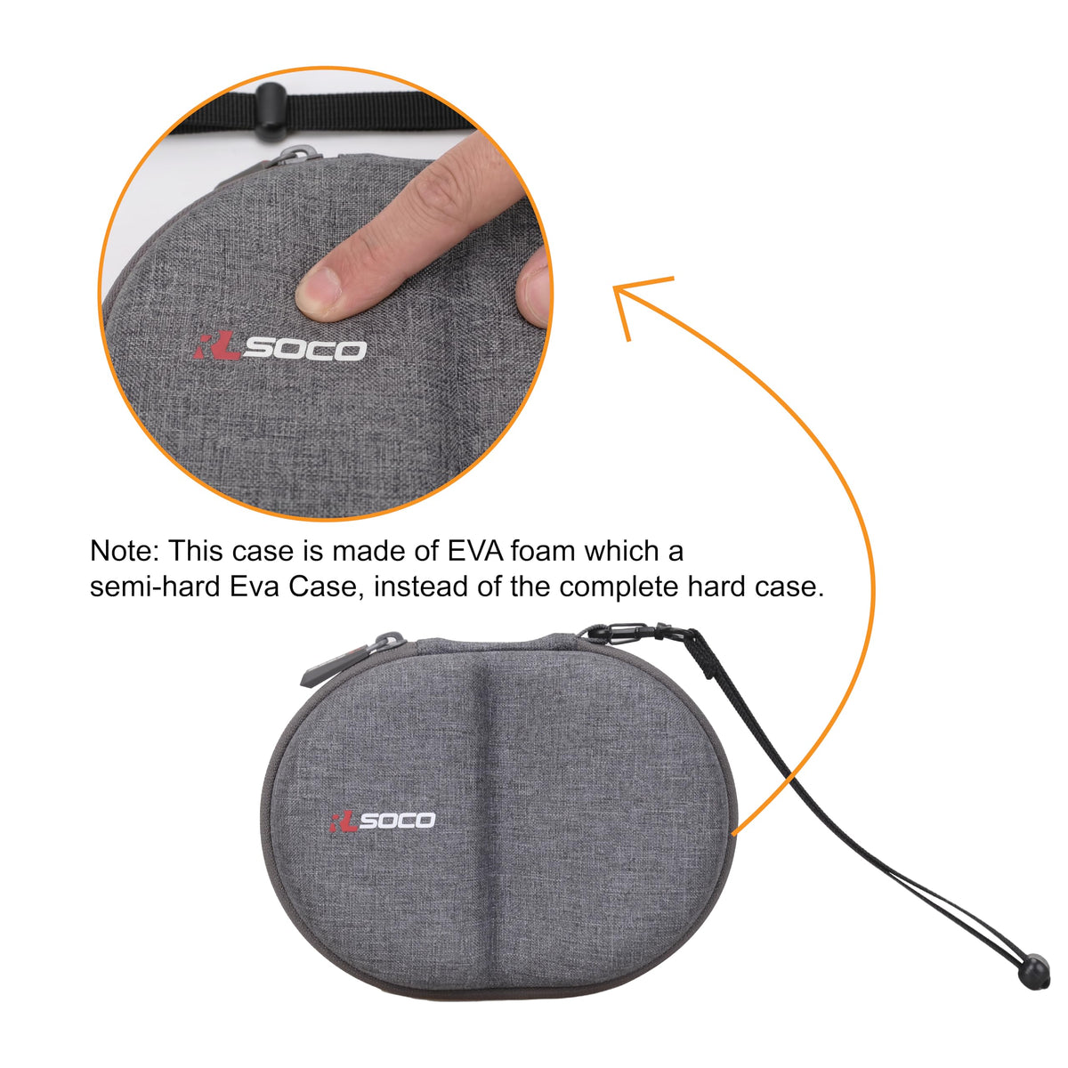 RLSOCO case interior shown with headphone slot and mesh pocket.