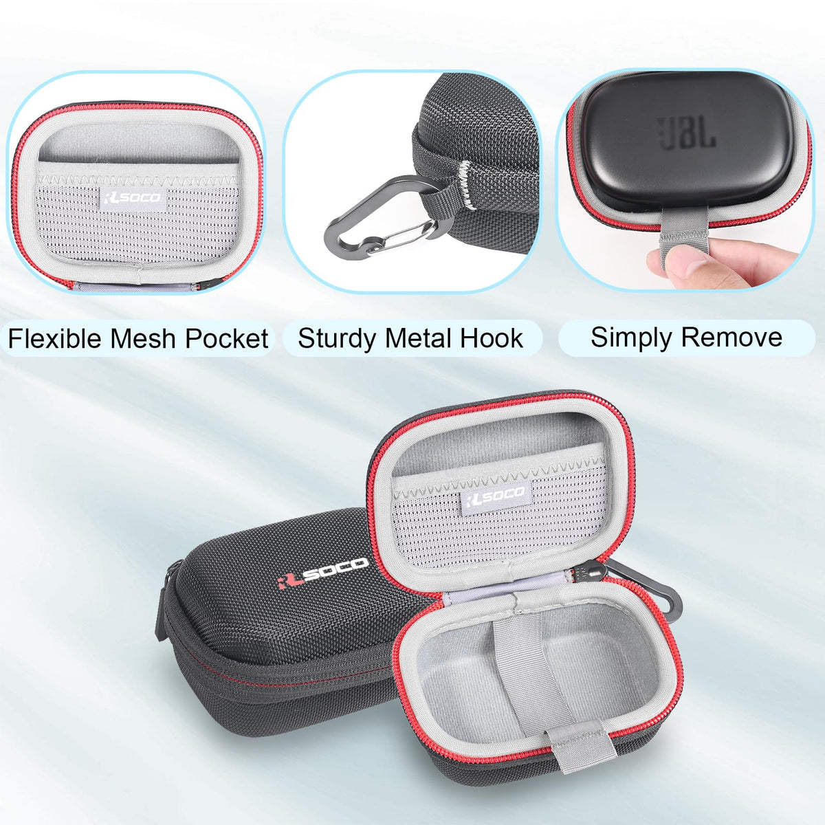 Tongue strap inside the RLSOCO case aids easy removal of headphones