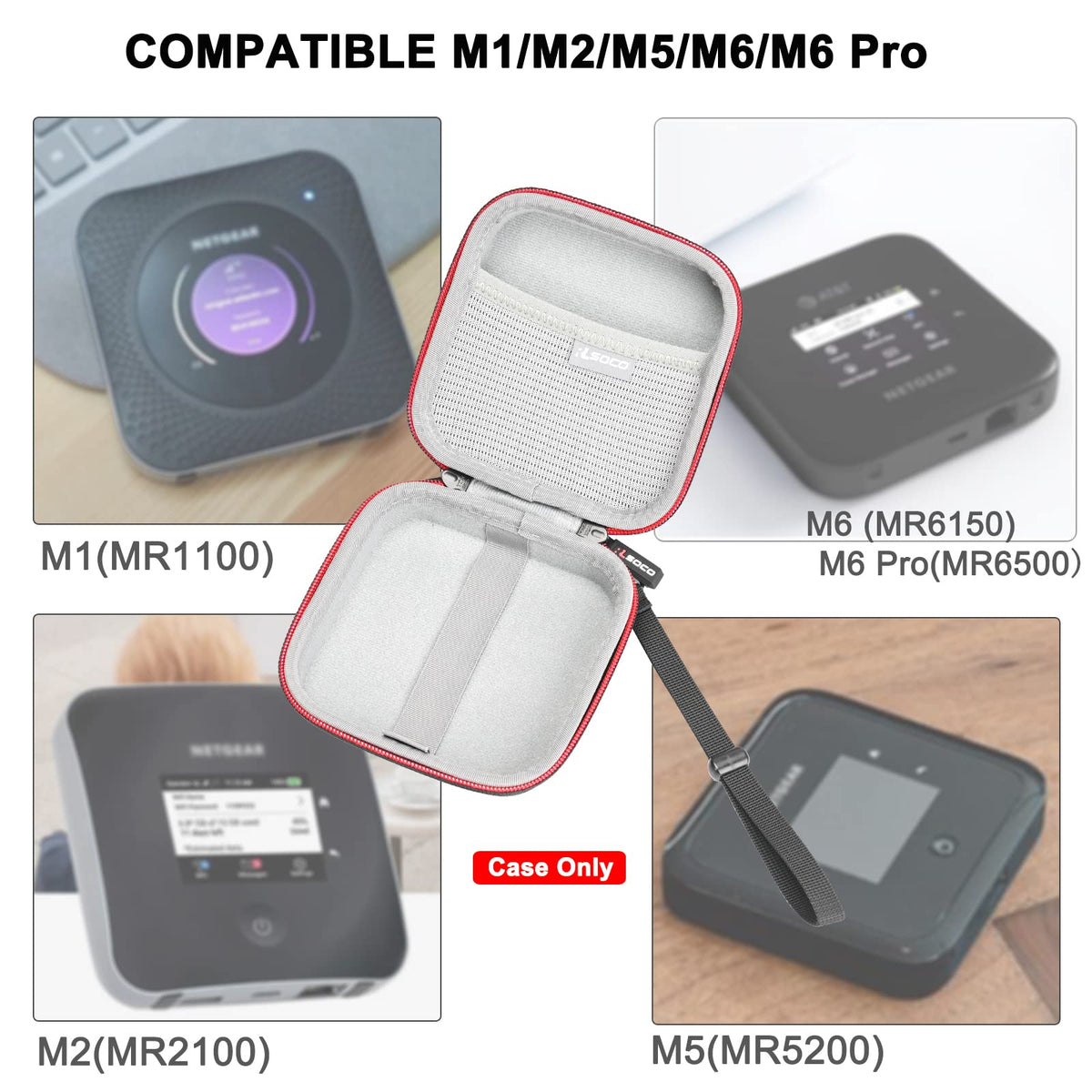 RLSOCO NETGEAR Nighthawk case interior compartments keep hotspot and cables secure.