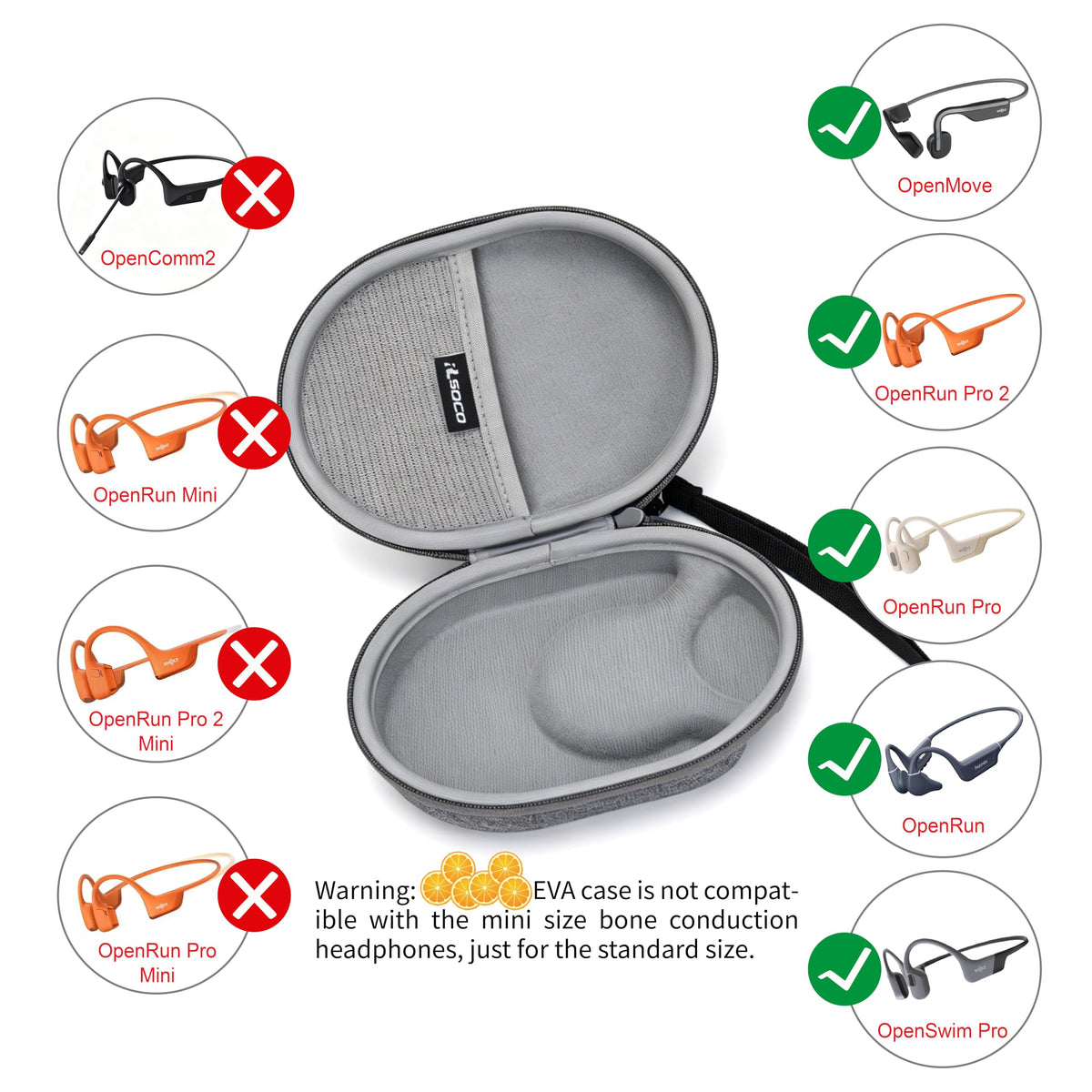 RLSOCO OpenSwimPro case open lid reveals inner pouch for cables.