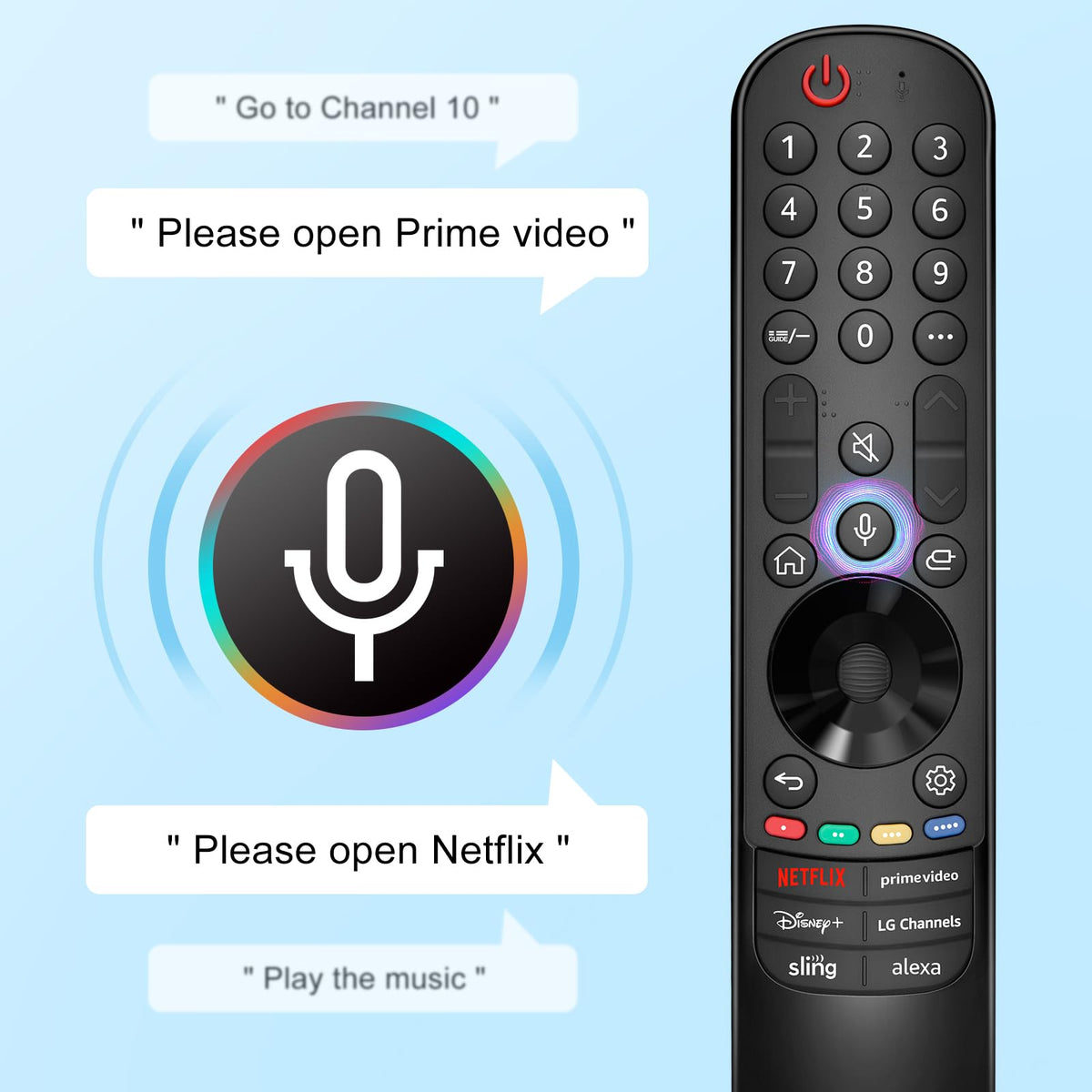 RMF voice-enabled remote demonstrated in hand using commands