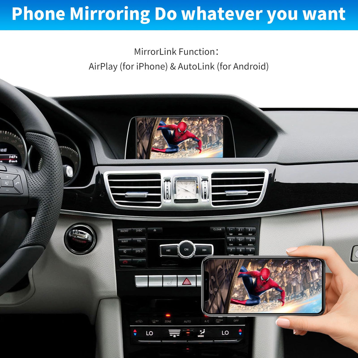 Road Top backup camera support displays clear images on the dash screen.