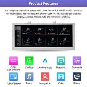 Road Top HD 8.9-inch touchscreen close-up showing sharp display.