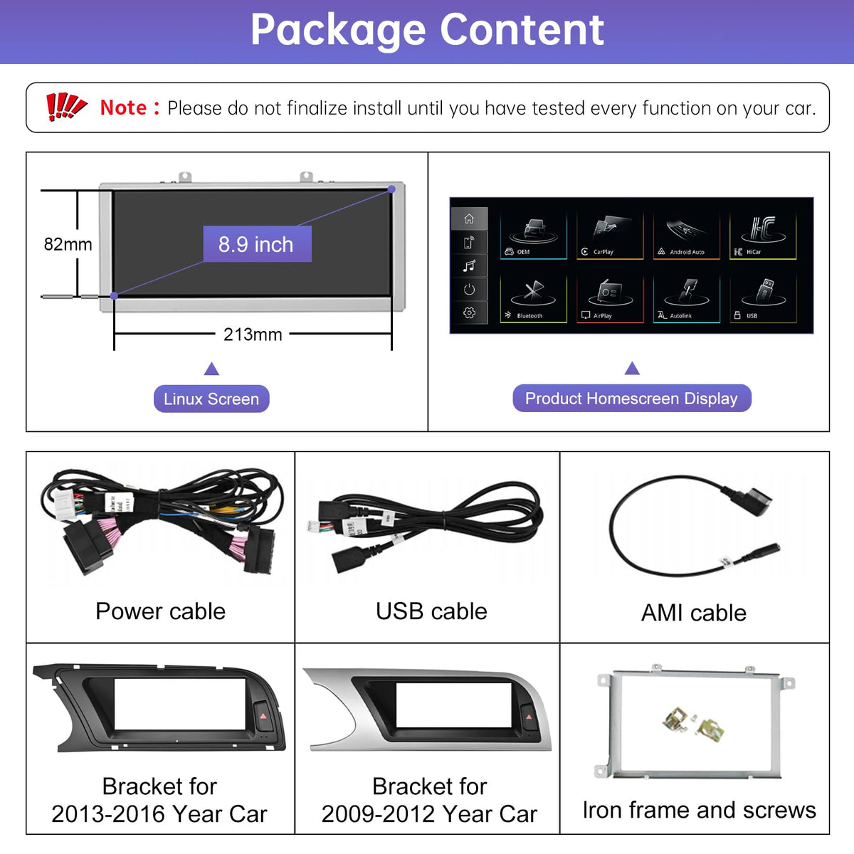 Road Top installation notes emphasize professional setup and LVDS checks.