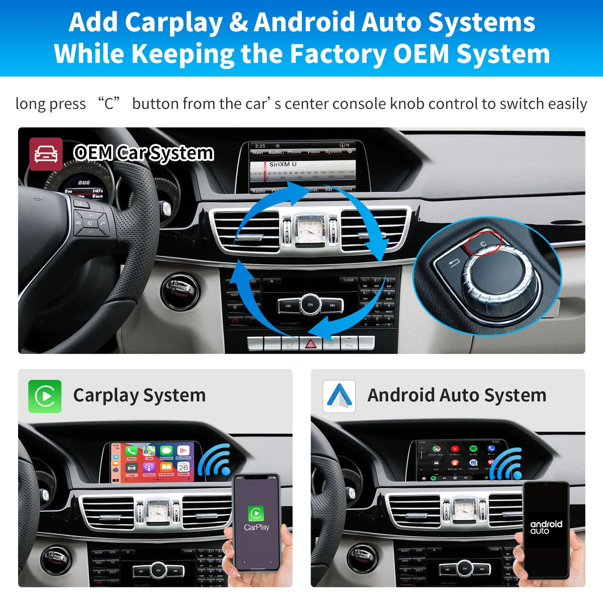 Road Top OEM knob control integration with steering wheel for easy switching.