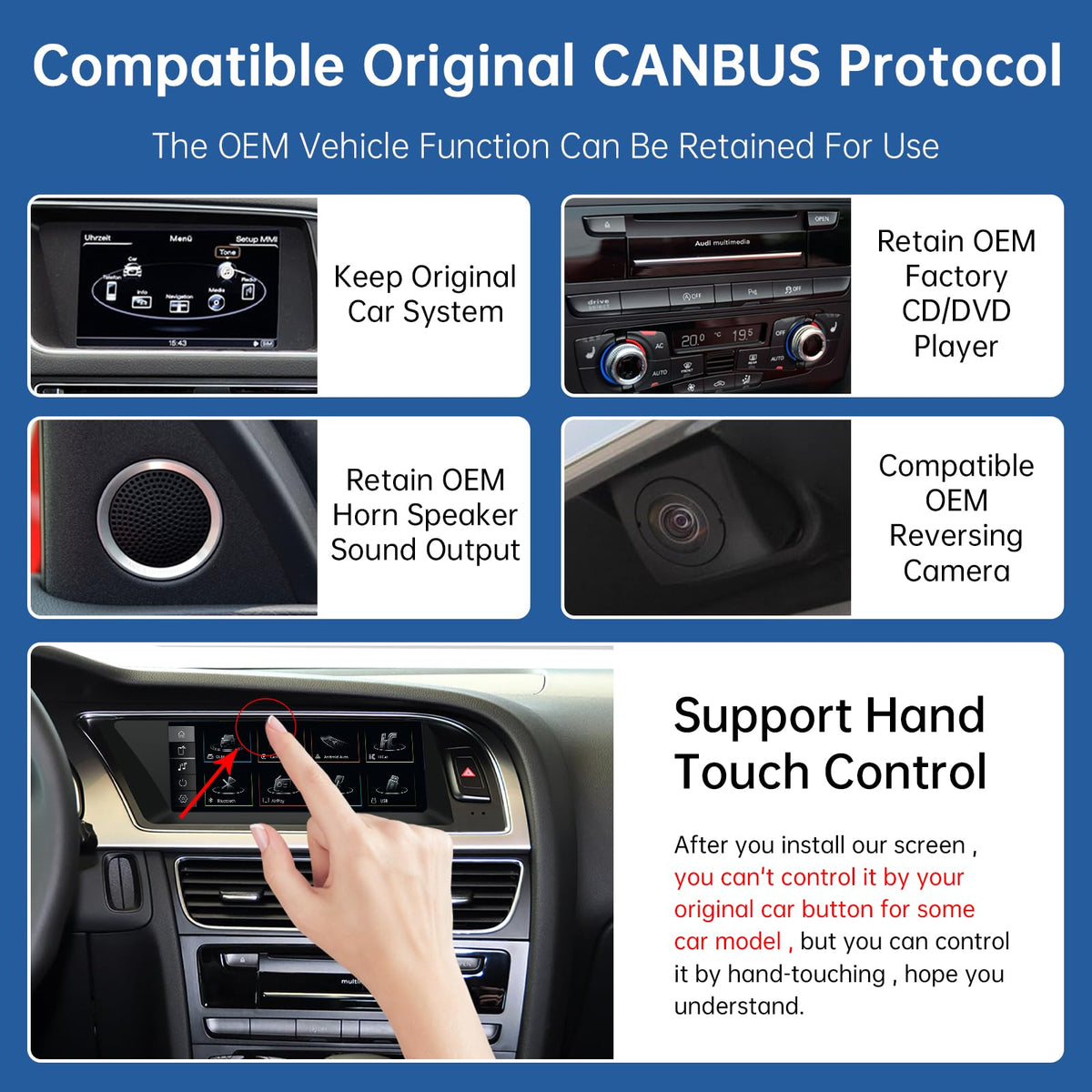 Road Top backup camera and parking system integration improves reversing safety.