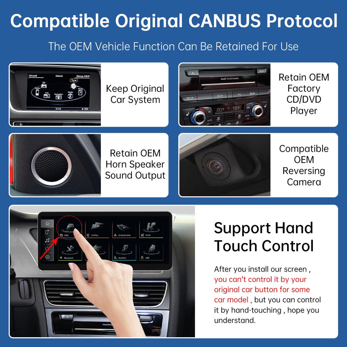 Road Top reverse camera support ensures parking system compatibility.