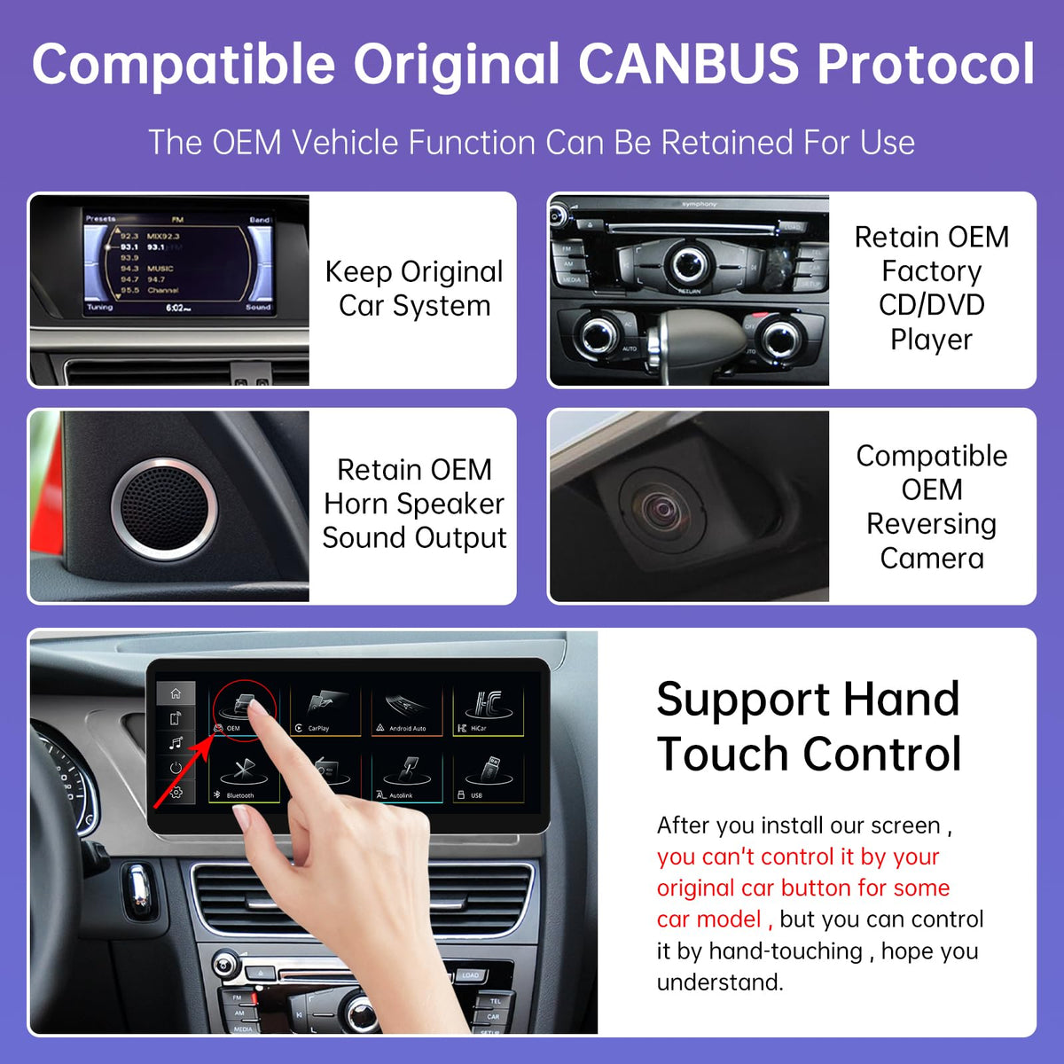 Road Top reverse camera support works with factory or aftermarket cameras