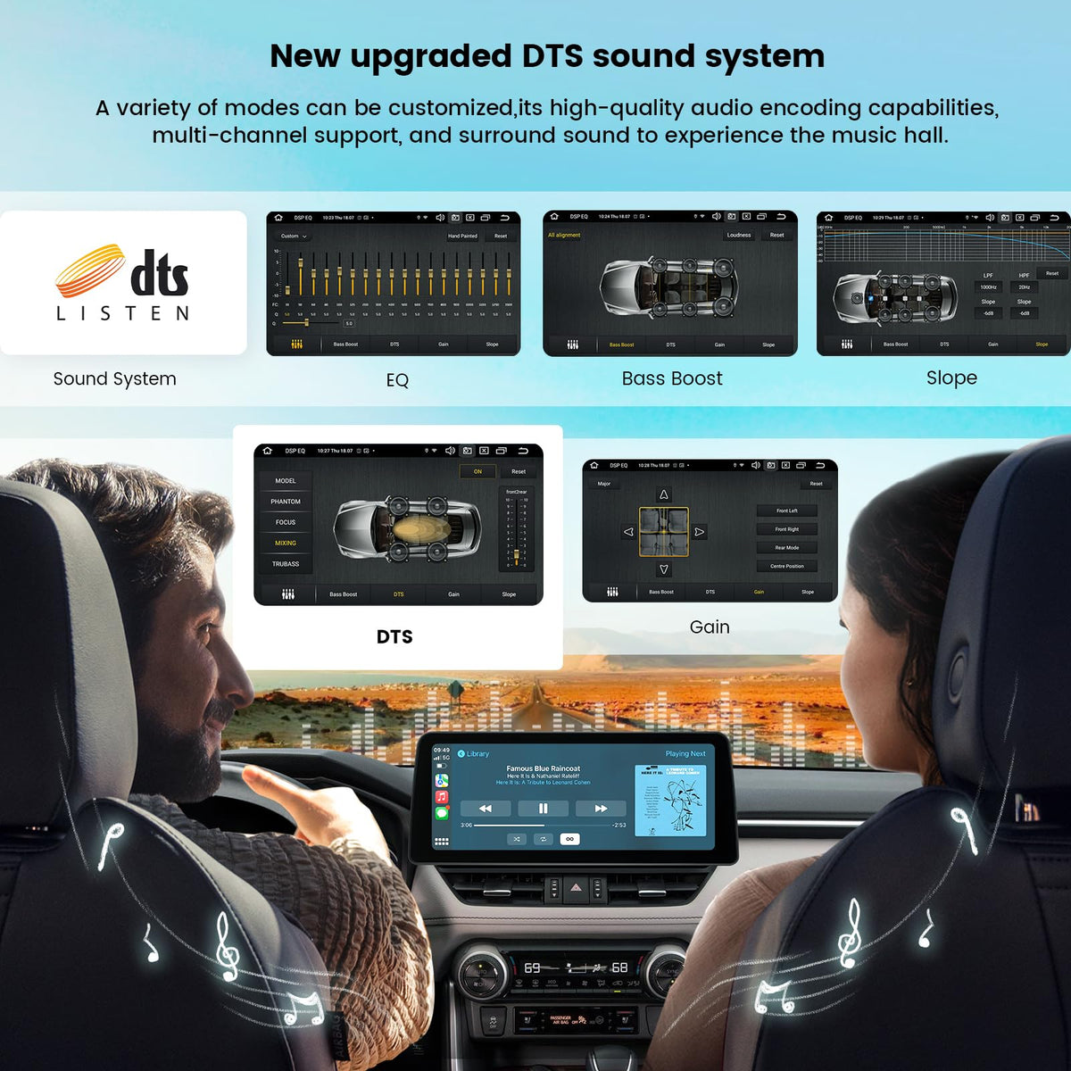 Roadanvi X12 DTS surround audio output for richer in-car sound