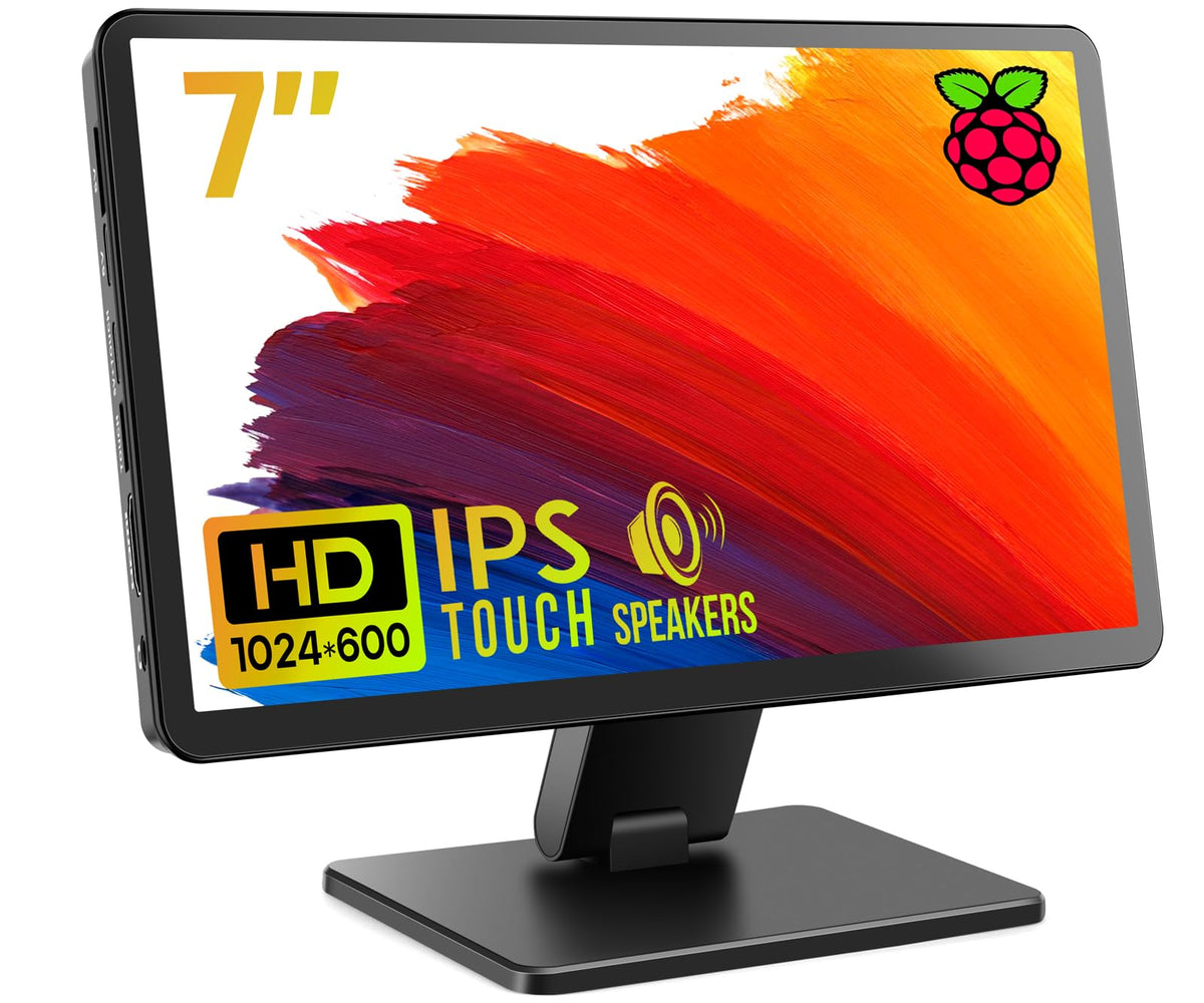 ROADOM 7-inch touchscreen with back case for portable, protected Raspberry Pi setups.
