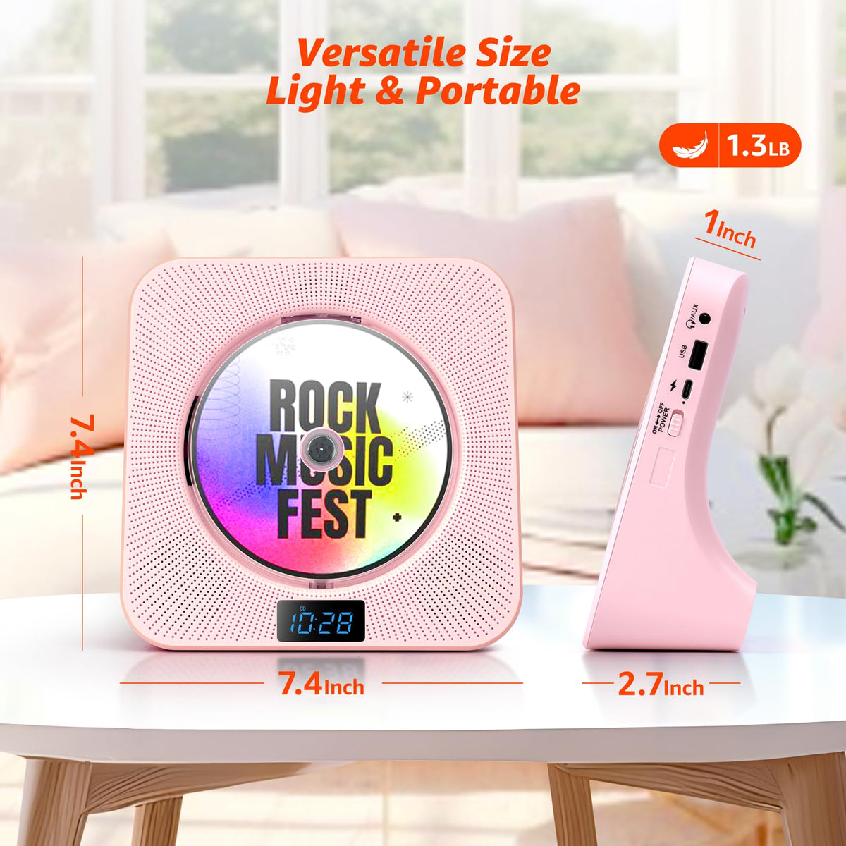 ROADOM playing a CD with remote in hand, convenient wireless operation