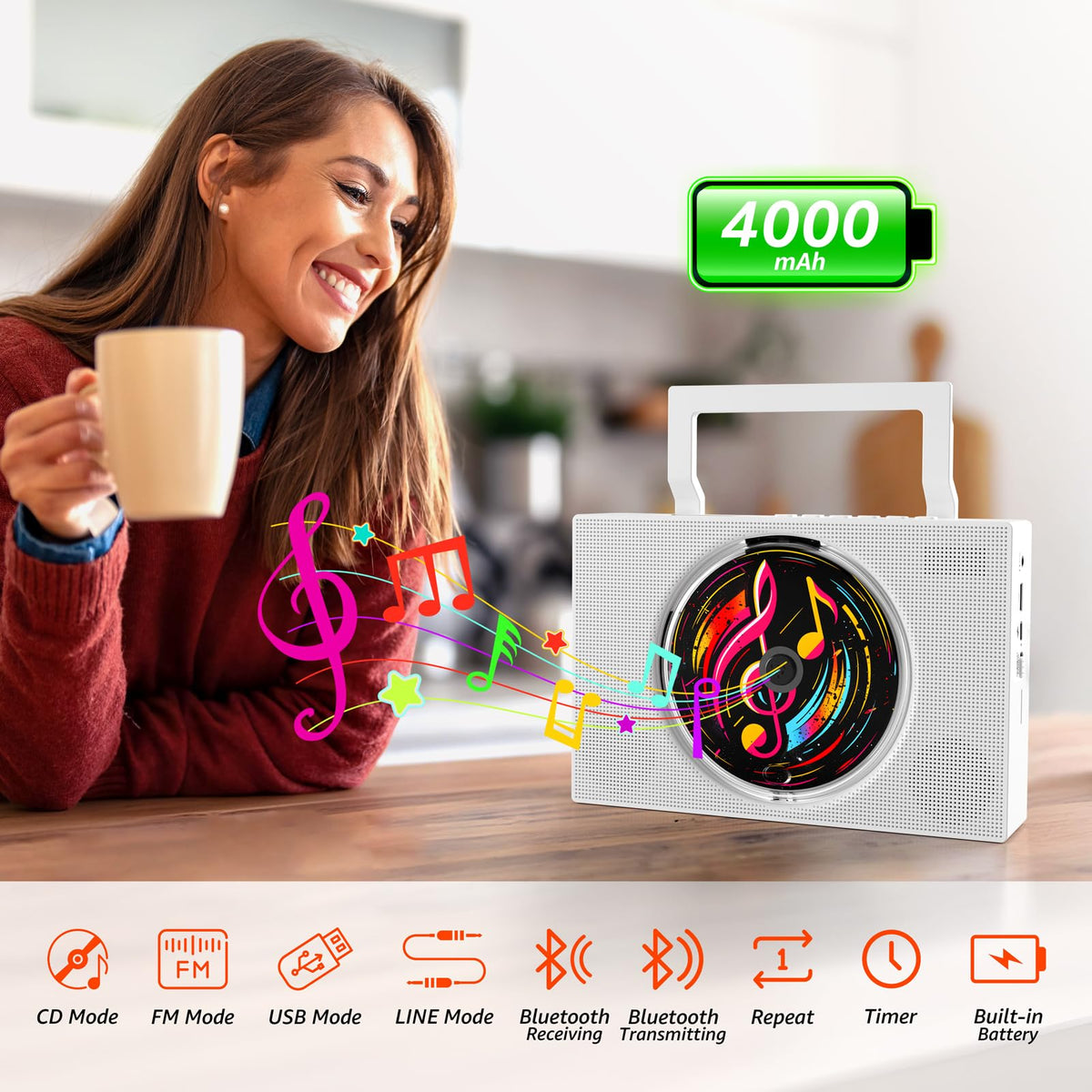 ROADOM boombox Bluetooth panel close-up highlighting wireless streaming