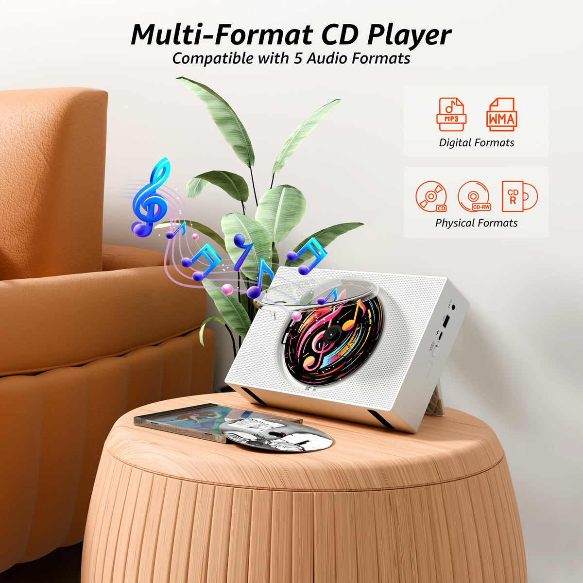 ROADOM portable CD player USB port detail for digital playback