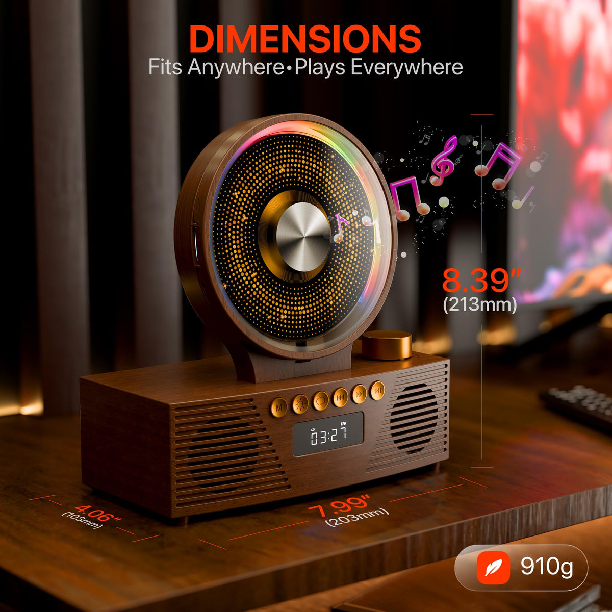 ROADOM FM radio tuner with retro styling in a compact body