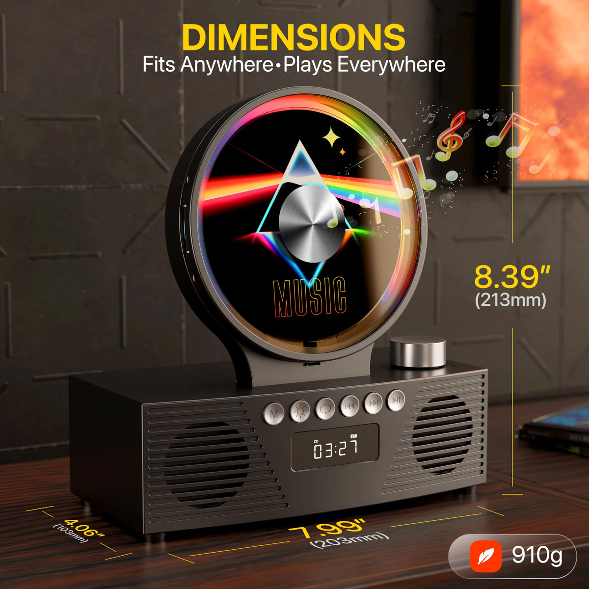 ROADOM USB and AUX inputs enable quick device connections.