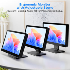 ROADOM adjustable versatile stand supporting height and tilt for comfortable viewing.