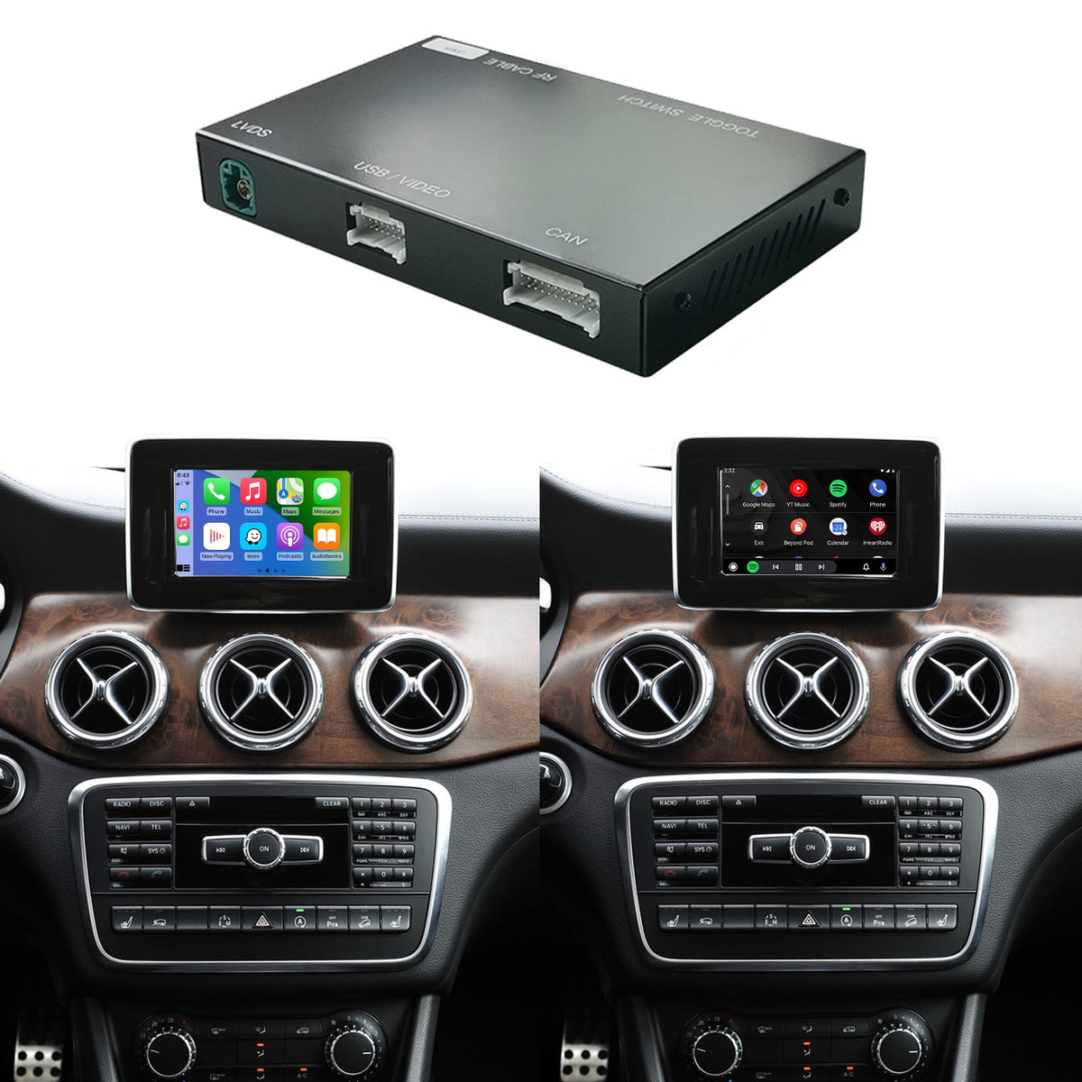 Road Top CarPlay decoder for Mercedes NTG45 enabling wireless CarPlay integration.