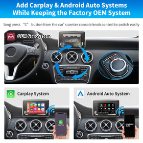 OEM-style CarPlay integration preserves factory controls and steering wheel compatibility.