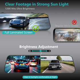 Roadwitness device installed on car mirror demonstrating unobstructed sightline