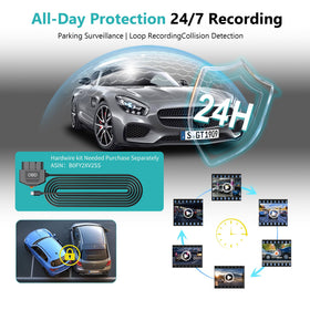 Roadwitness mirror dash cam held in hand showing compact scale and fit