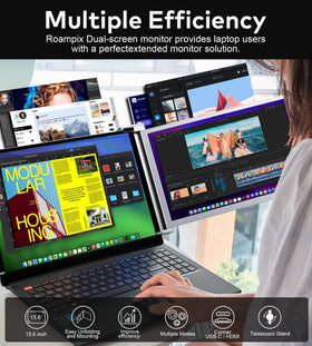 RoamPix on a desk next to laptop offering extra screen space for workflows
