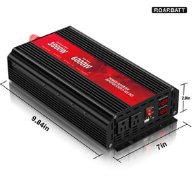 ROARBATT 3000W inverter compact design fits in vehicles.