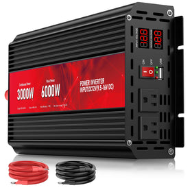 ROARBATT 3000W inverter front view with LCD display for real-time power monitoring.