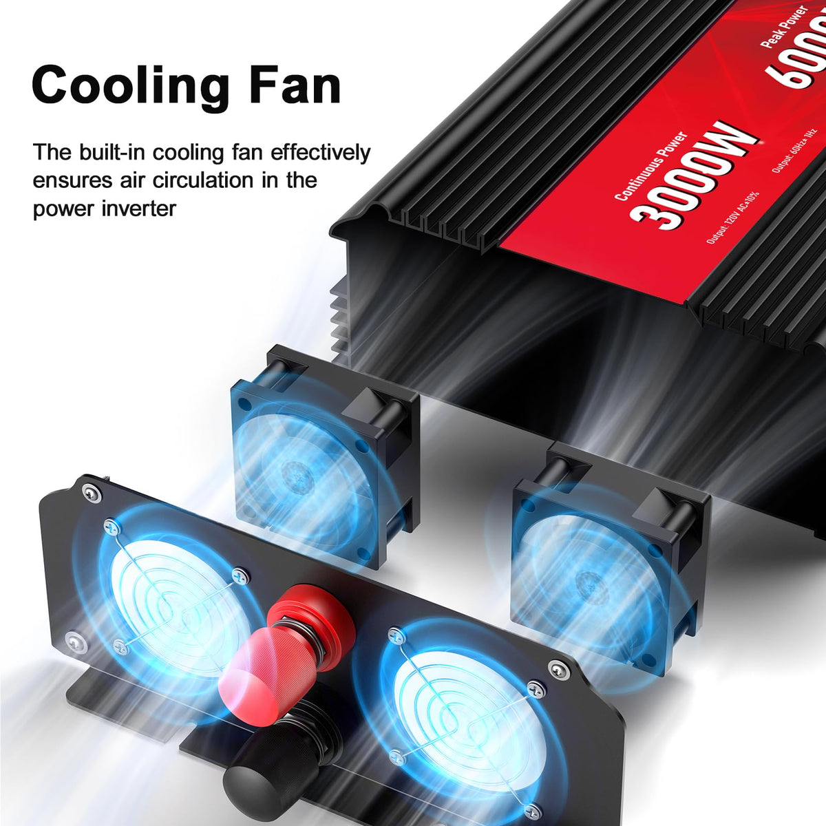 ROARBATT 3000W inverter includes cables for quick installation.