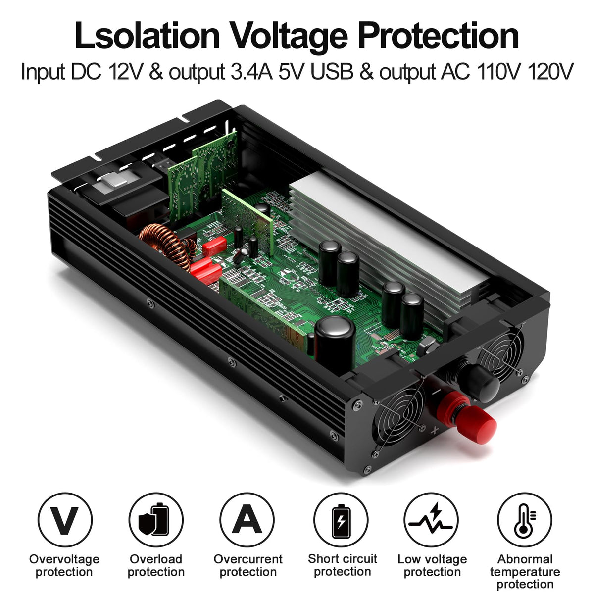 ROARBATT 3000W inverter USB port enables device charging on the go.