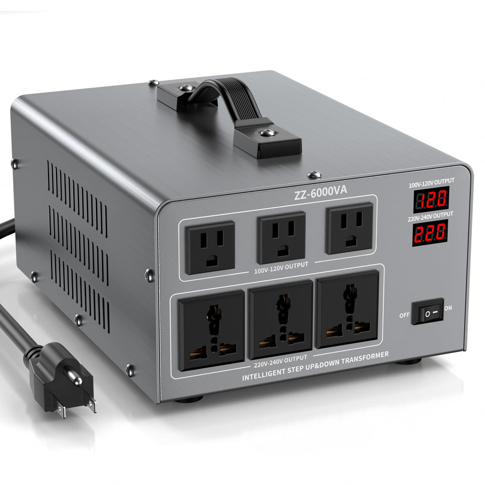 ROARBATT 6000W converter front panel with clear LCD for voltage monitoring.