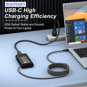 ROAYEWEY 65W USB-C charger side ports for versatile connectivity