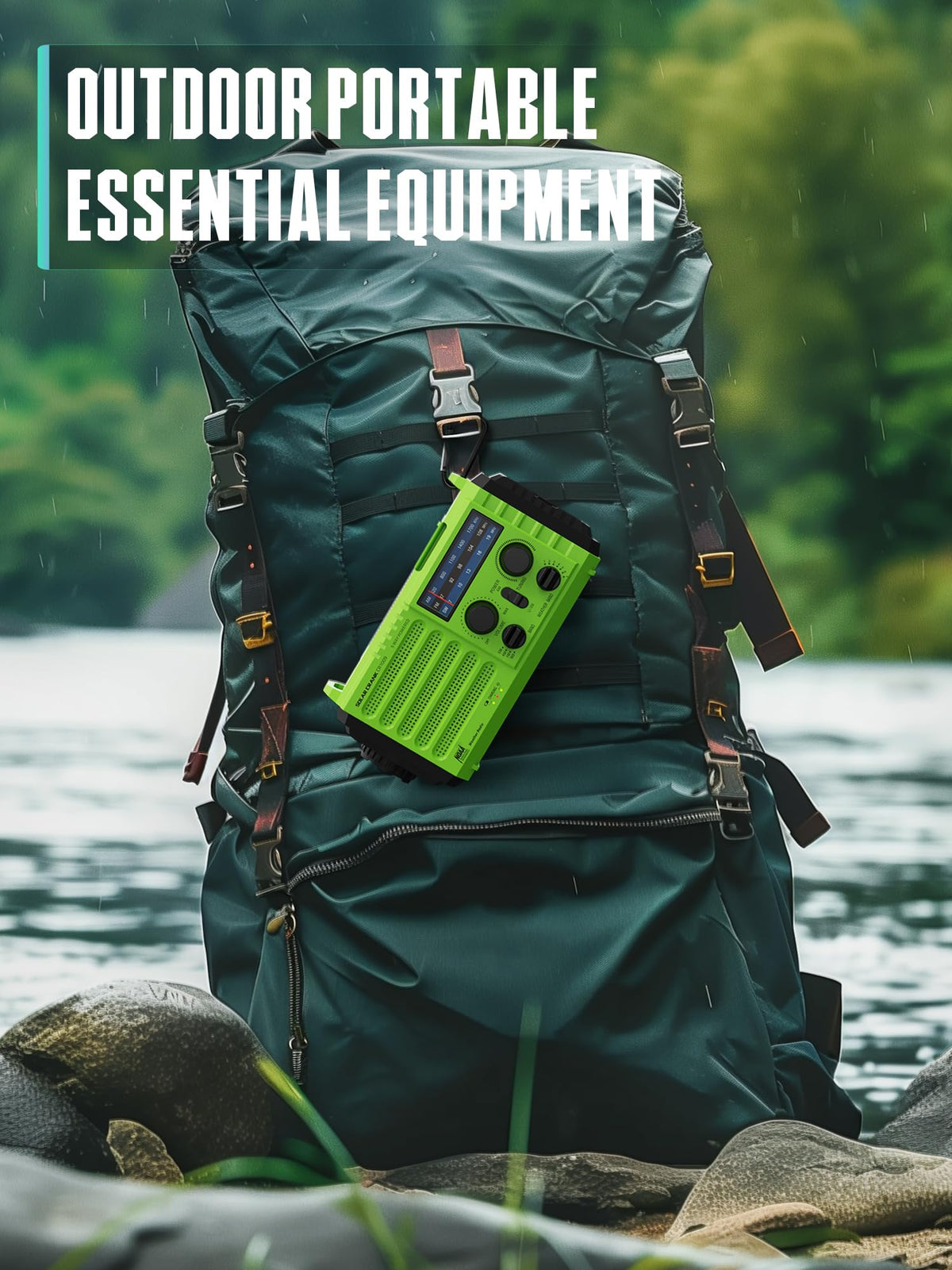 ROCAM rear view with USB ports and battery compartment for charging devices