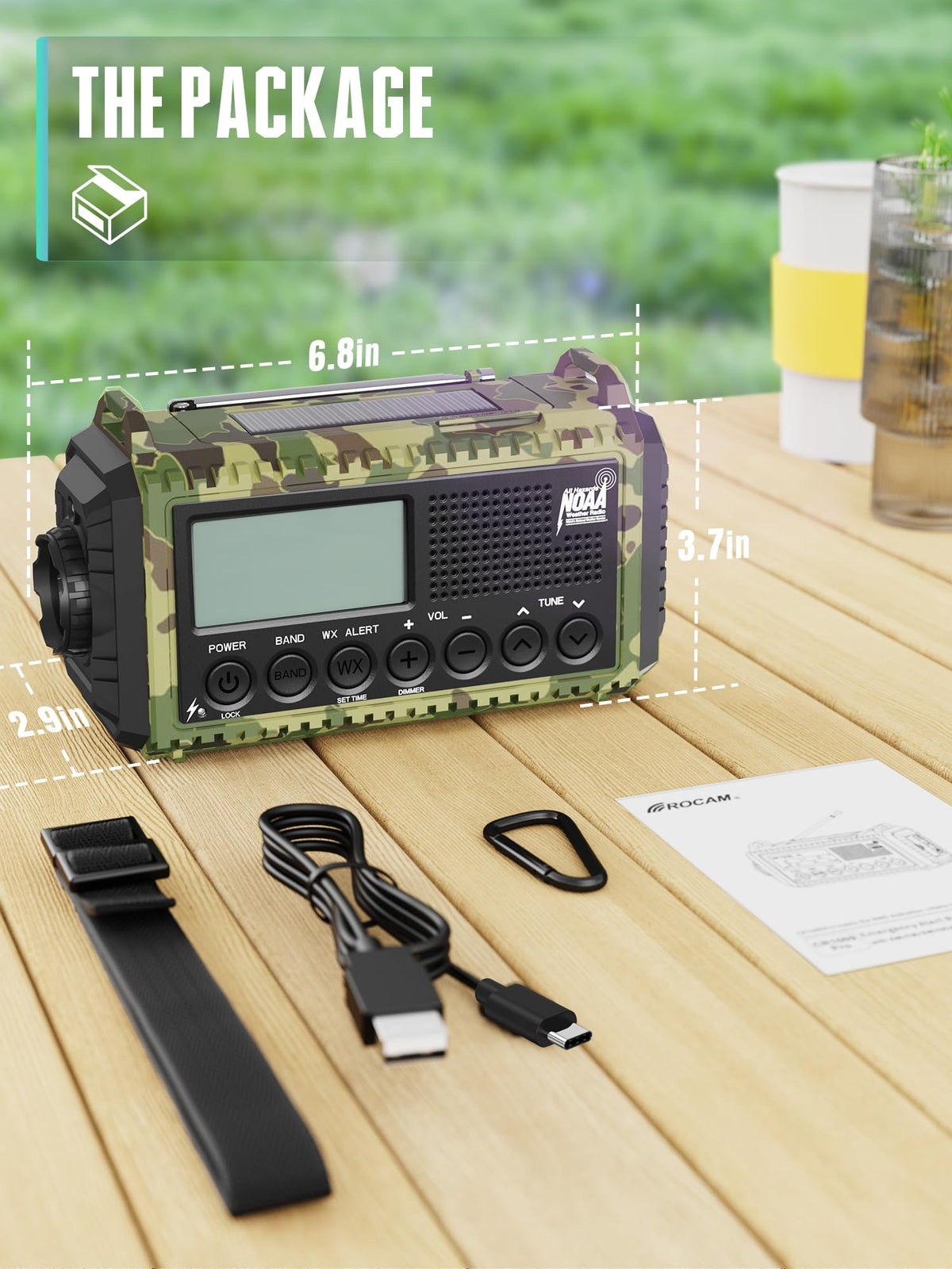 ROCAM in campsite setting providing weather updates and illumination