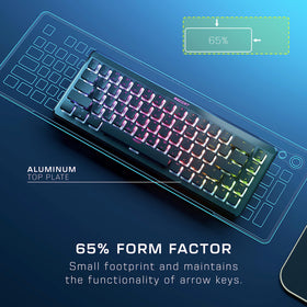 ROCCAT Vulcan II Mini Air top view showing vibrant RGB lighting.