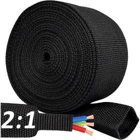 ROCKDIG 20ft heat shrink braided sleeving protects cables and reduces moisture exposure.