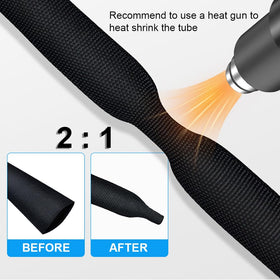 ROCKDIG braided sleeving wrapped around cables demonstrates easy, snug fit.