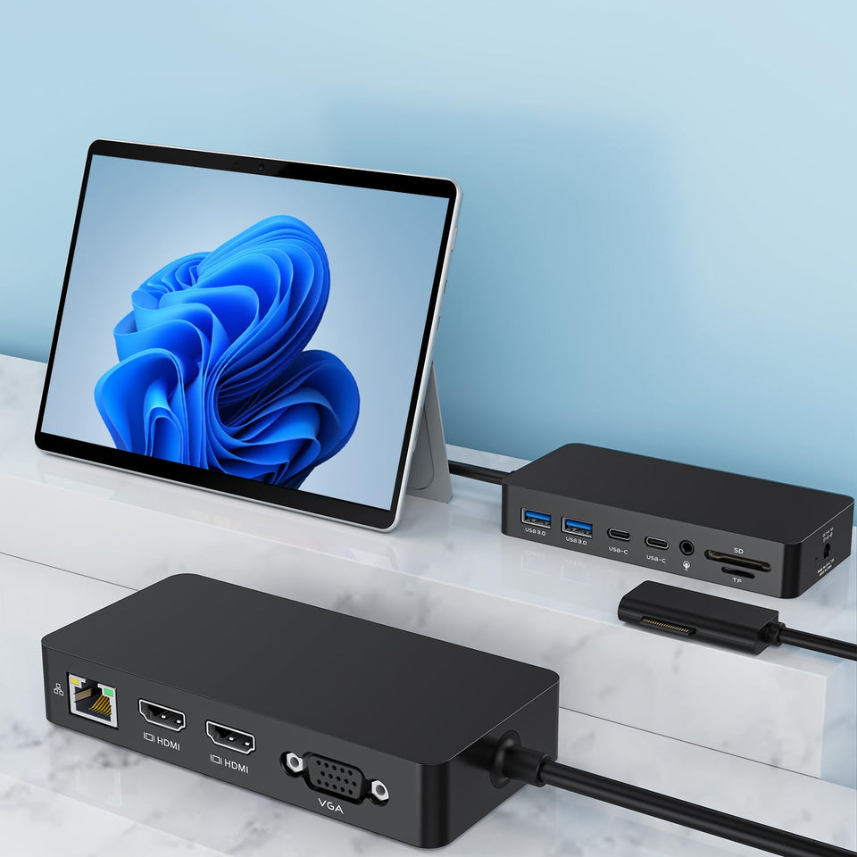 Rocketek Surface Dock 12-in-1 with versatile connectivity for Surface devices.