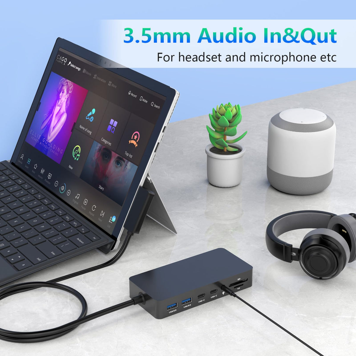 Rocketek Surface Docking Station power port ensures full feature access when connected