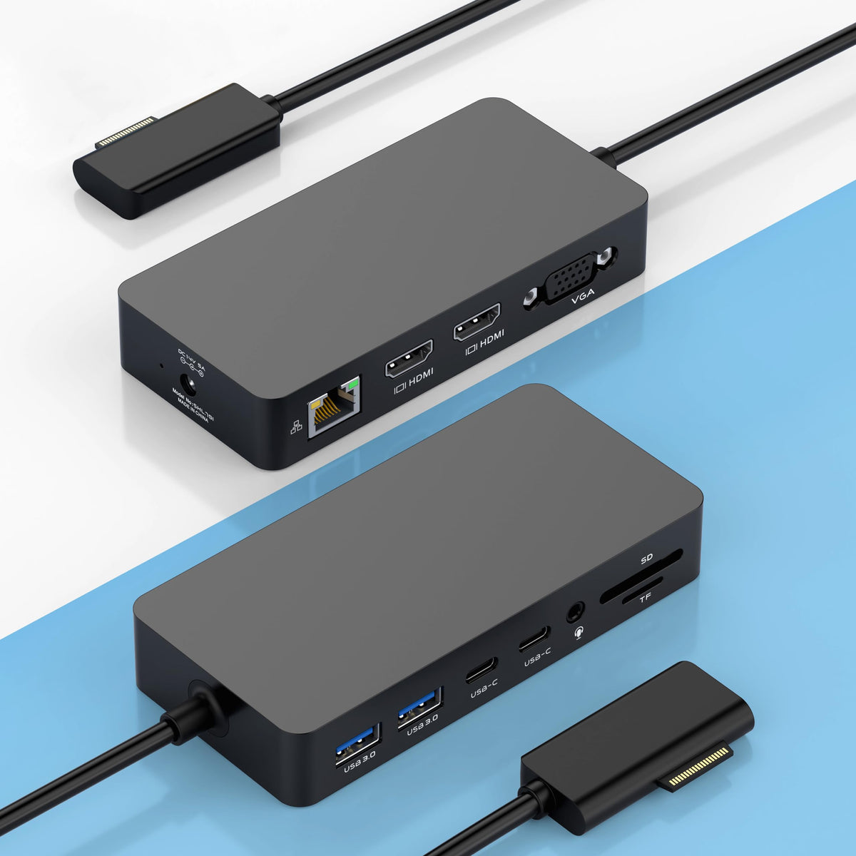 Rocketek Surface Docking Station triple displays for multitasking with 4K and 1080p output