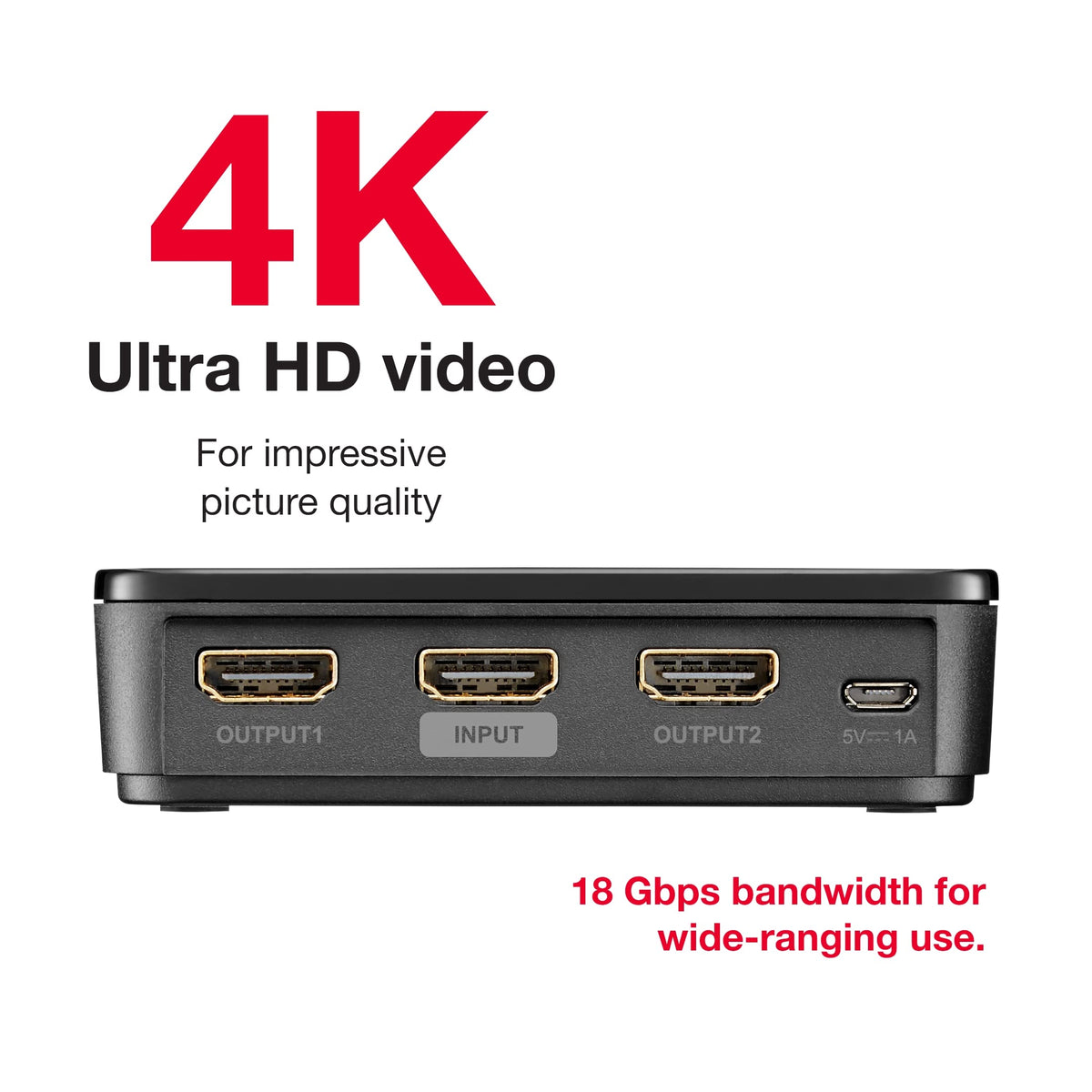 Rocketfish splitter connected to TV and console demonstrating instant mirroring benefit