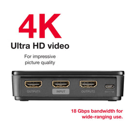 Rocketfish splitter connected to TV and console demonstrating instant mirroring benefit