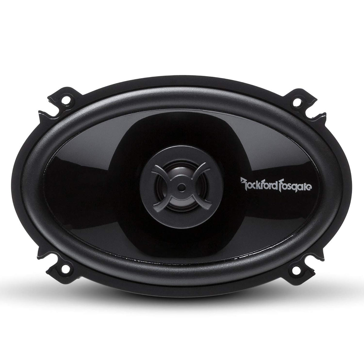 Back view of Rockford Fosgate P1462 showing the connector and cone.