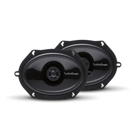 Rockford Fosgate P1572 front view showing compact 5x7 design for easy factory replacement.