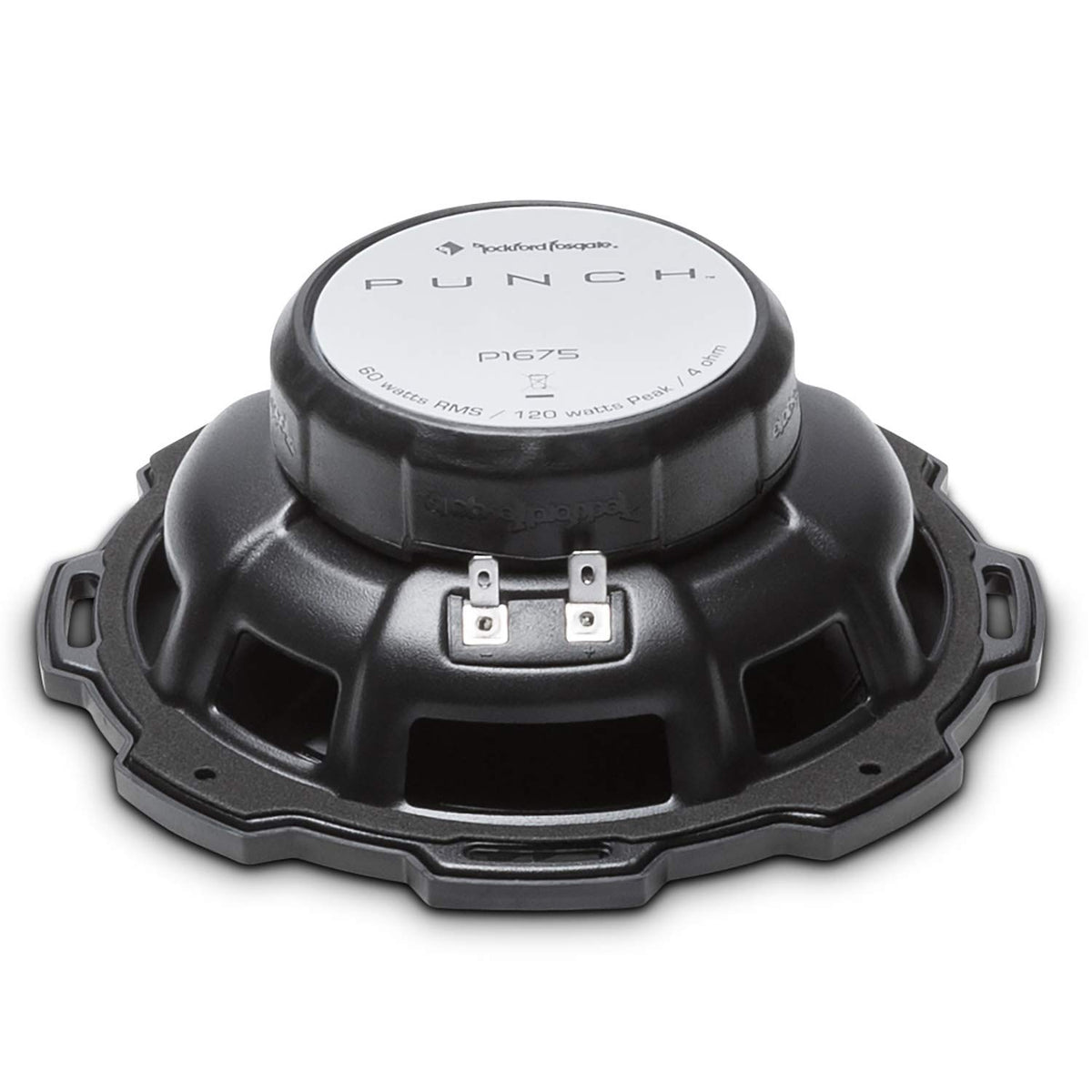 Rockford Fosgate P1675 pair installed in a car door enhances soundstage and clarity.