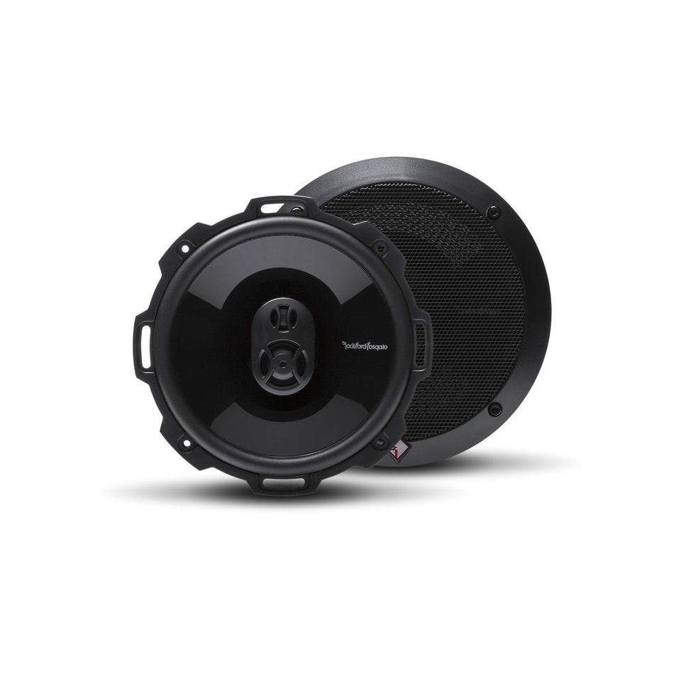 Rockford Fosgate P1675 front view shows compact 6.75-inch 3-way design for car upgrades.