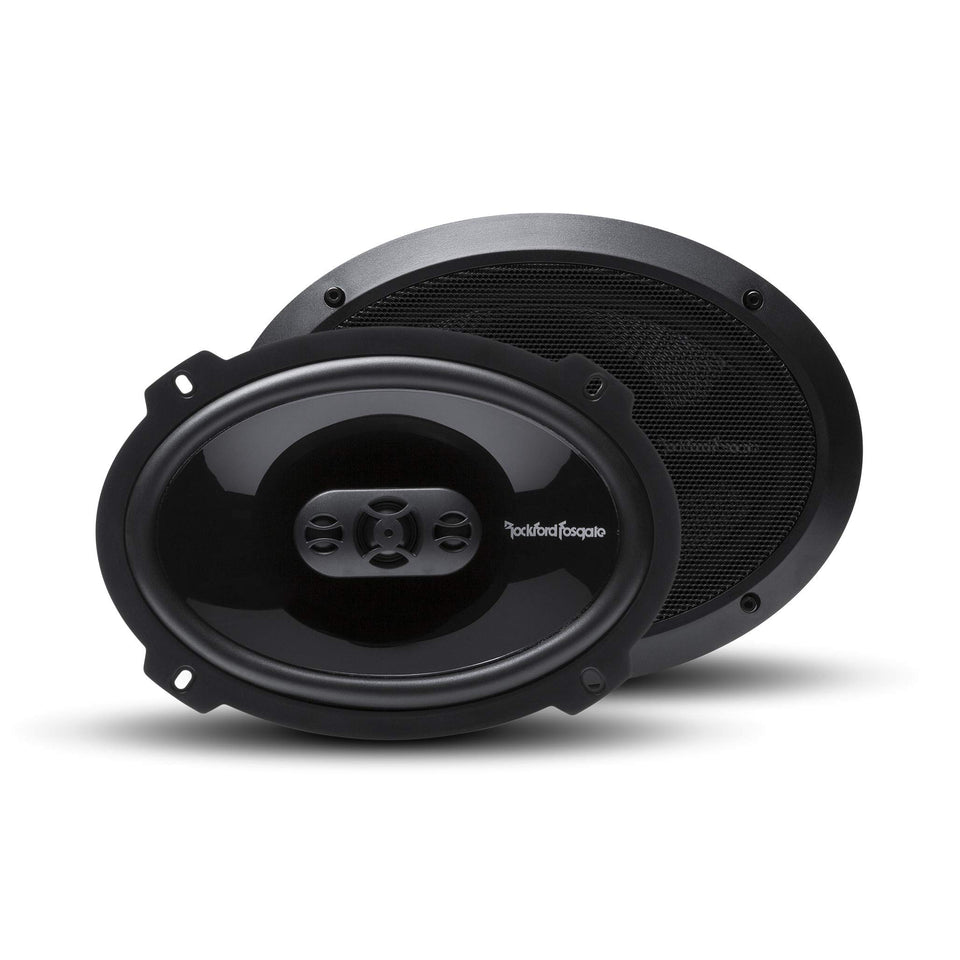 Rockford Fosgate P1694 front view highlights 6x9 size for easy car upgrade.