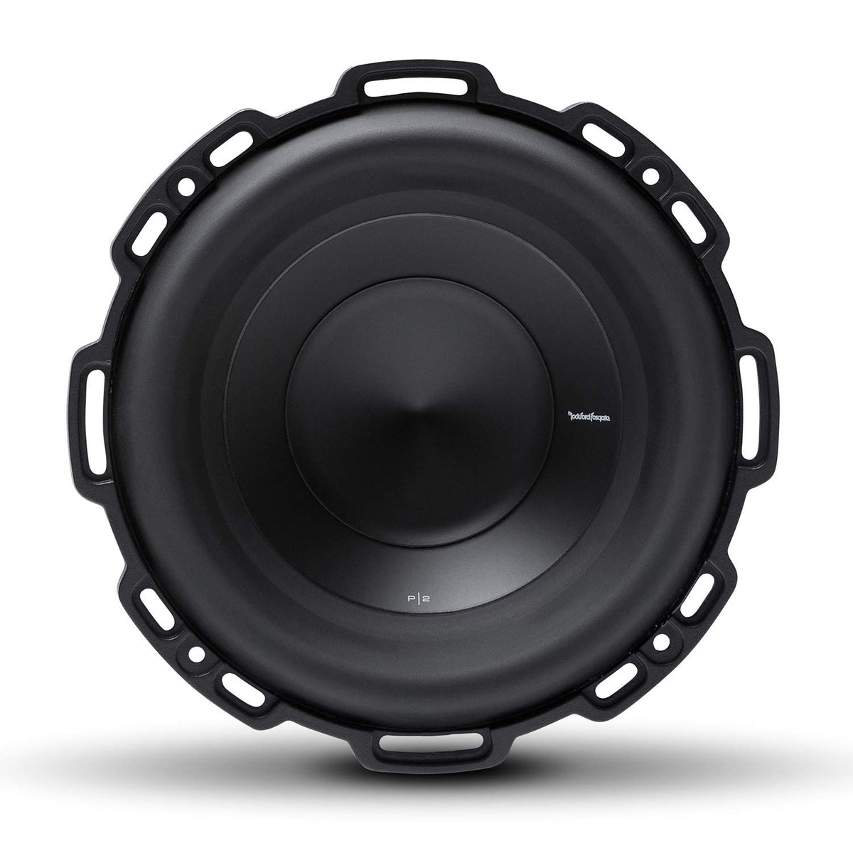 Rockford Fosgate P2D2-8 kevlar cone detail shows durable construction.