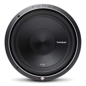 Rockford Fosgate P2D4-12 cone close-up with Kevlar for durable bass.
