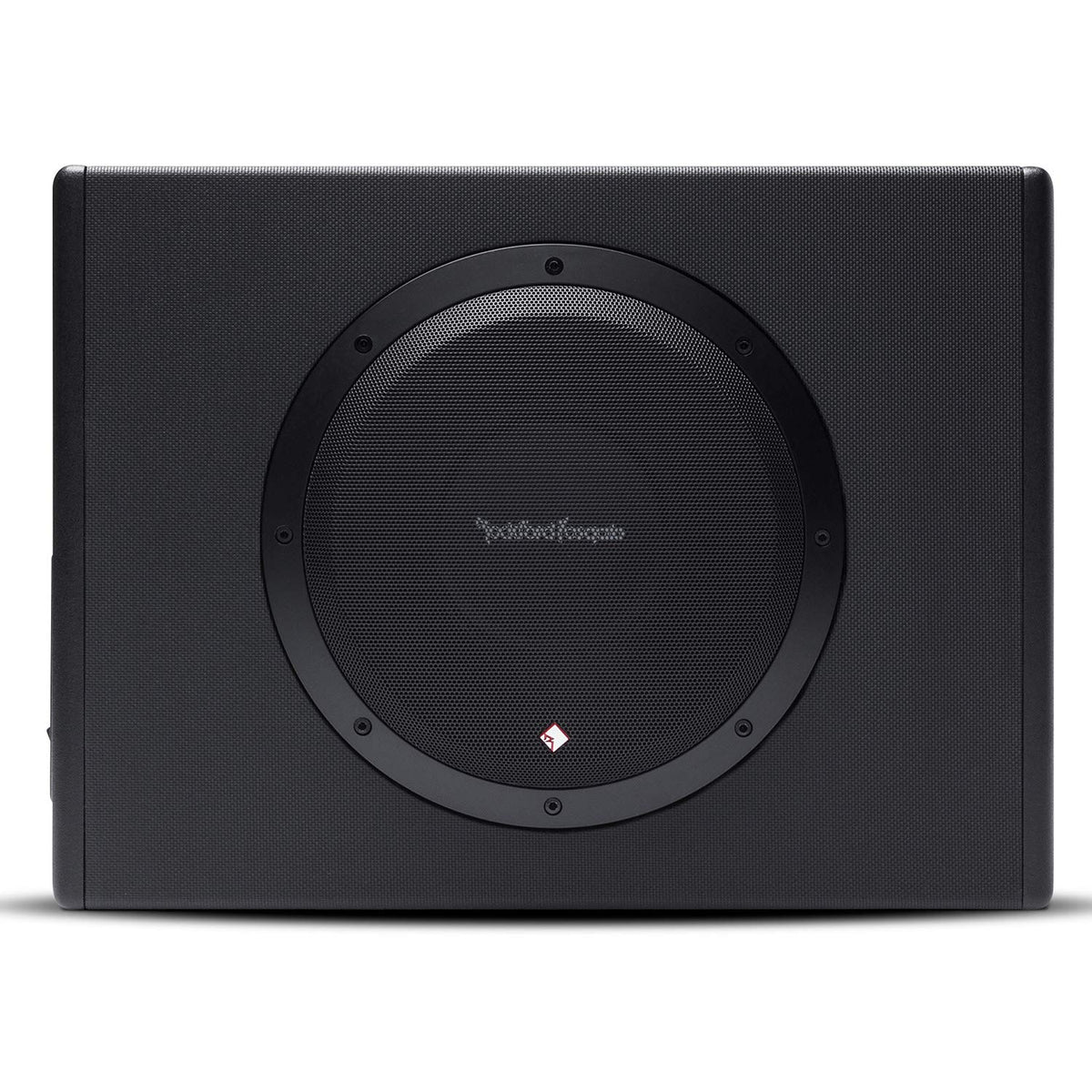 Rockford Fosgate P300-10 front view shows compact all-in-one bass upgrade for cars.